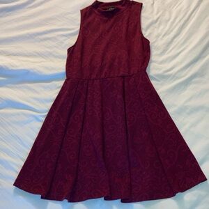 Easy to Wear Burgundy SKATER DRESS